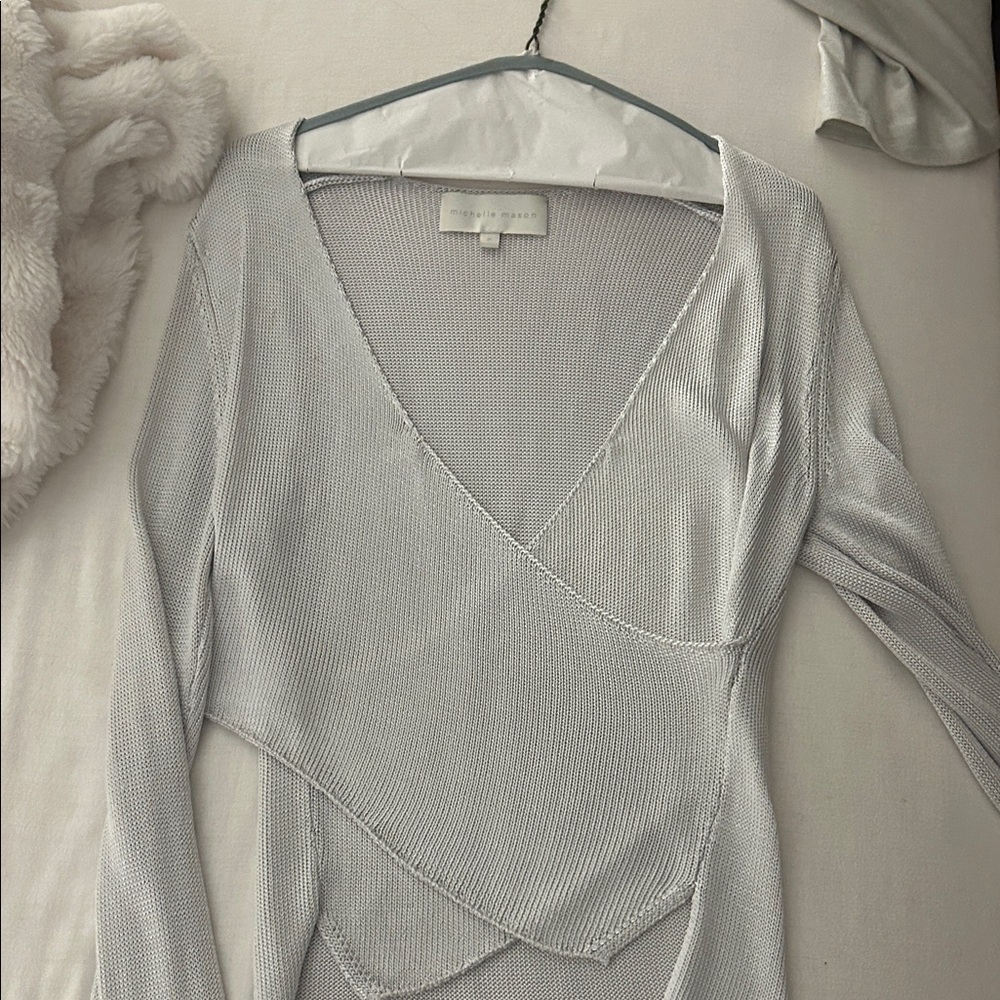 Light Gray Knit Wrap Top